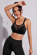 Kadın Siyah Fileli Crop Top Büstiyer - görsel 1