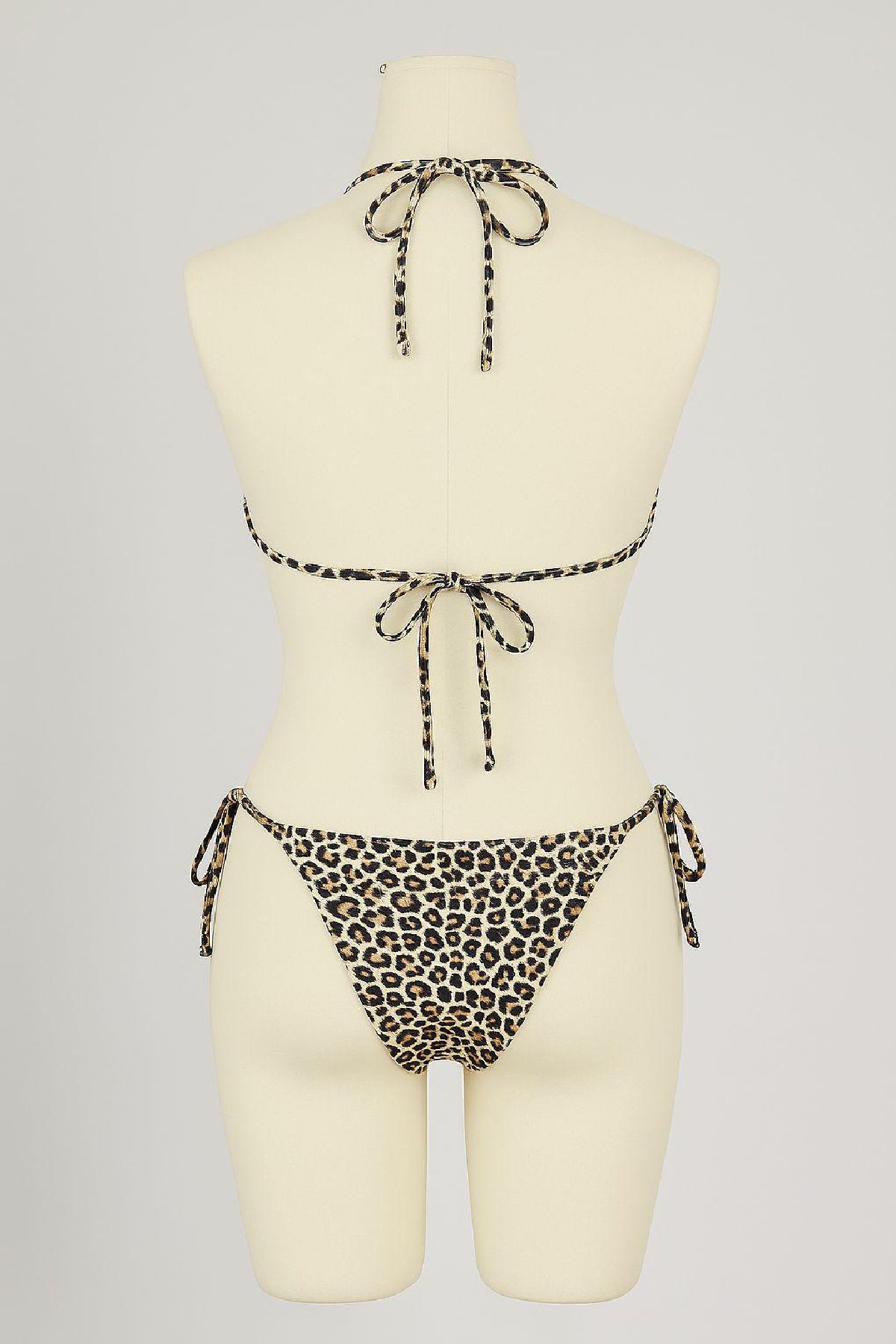 Kadın Siyah ve Leopar Detaylı Yandan Bağlamalı Bikini Takımı - görsel 2