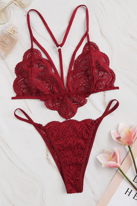 Kadın Bordo Özel Seksi Sütyen Külot Takımı - görsel 1