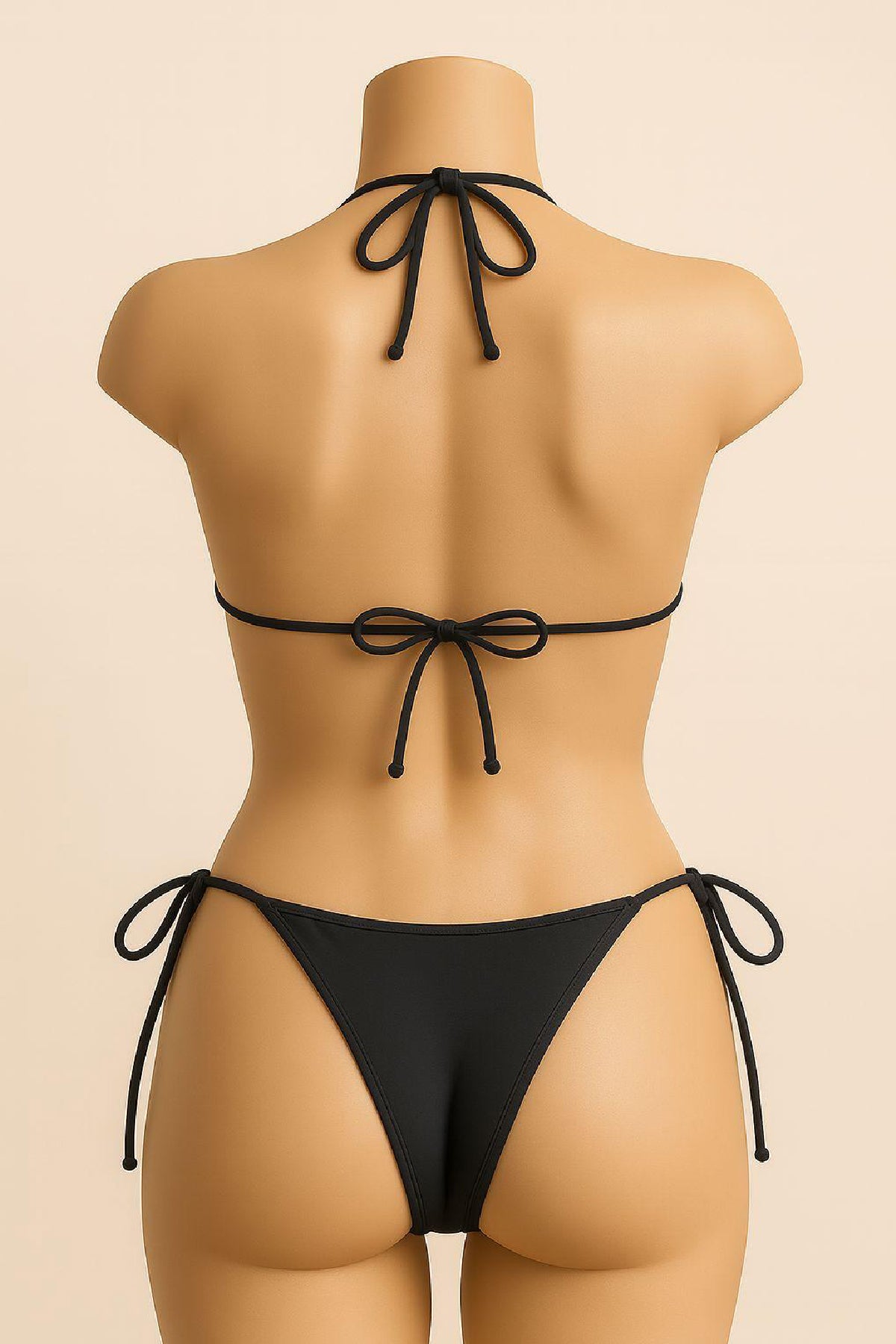 Kadın Siyah Yandan ve Boyundan Bağlamalı Bikini Mayo Takımı - görsel 3