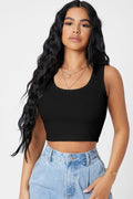 Kadın Siyah Kare Yaka Crop Top Bluz - görsel 1