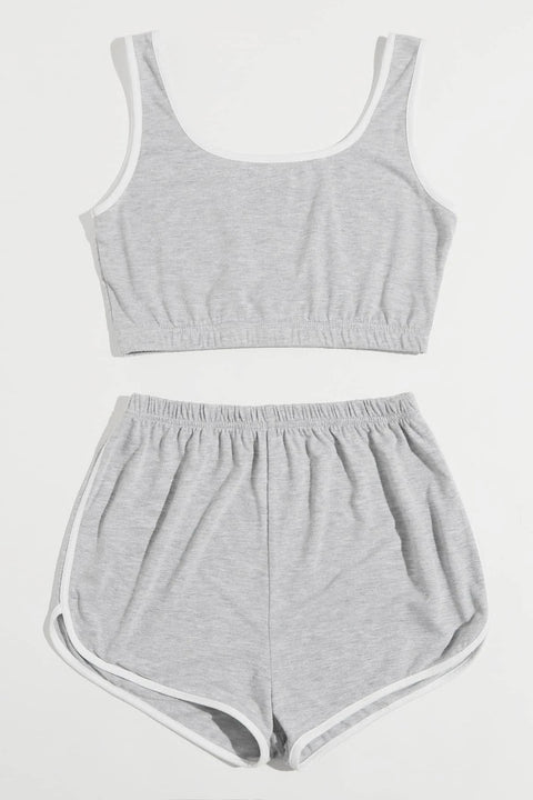 Kadın Gri Askılı Crop Top ve Şortlu Gecelik Takım - görsel 3