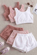 Merry See 3 Lü Set Kolsuz Askılı Peluş Polar Alt Üst Şortlu Pijama Takımı Çok Renkli - görsel 1