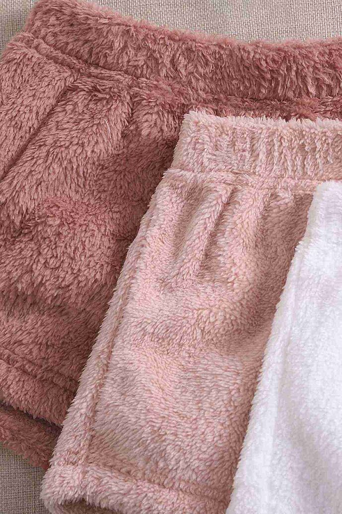 Merry See 3 Lü Set Kolsuz Askılı Peluş Polar Alt Üst Şortlu Pijama Takımı Çok Renkli - görsel 4